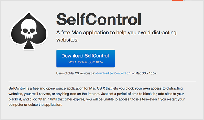 Кнопка загрузки на странице Self Control