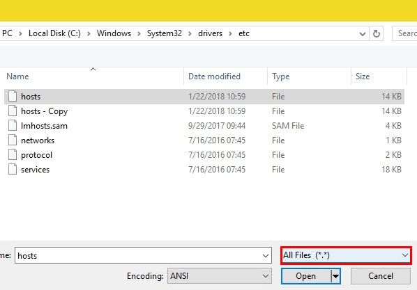 Изображение: редактирование файла hosts в Windows