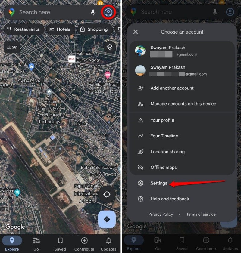 Настройки Google Maps