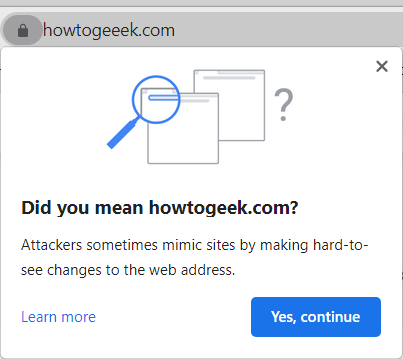Всплывающее сообщение с подсказкой о посещении другого сайта