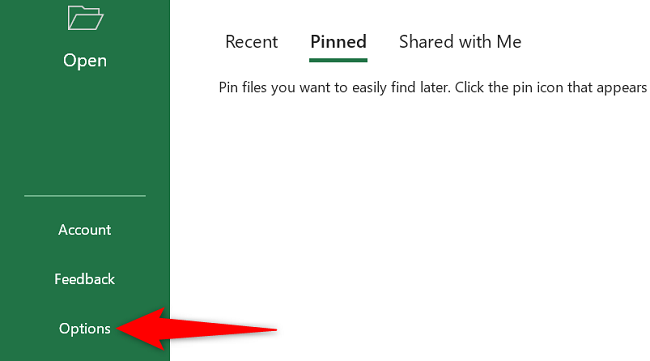 Выберите «Параметры» в левом боковом меню.