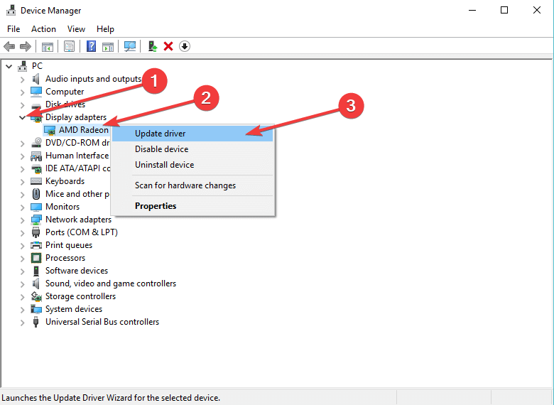 Диспетчер устройств: обновление драйвера адаптера дисплея