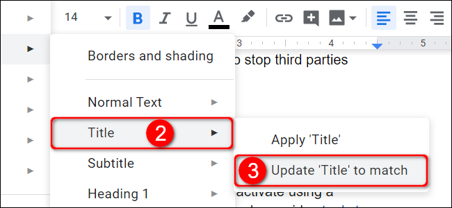 Пункт «Обновить заголовок по образцу» в меню
