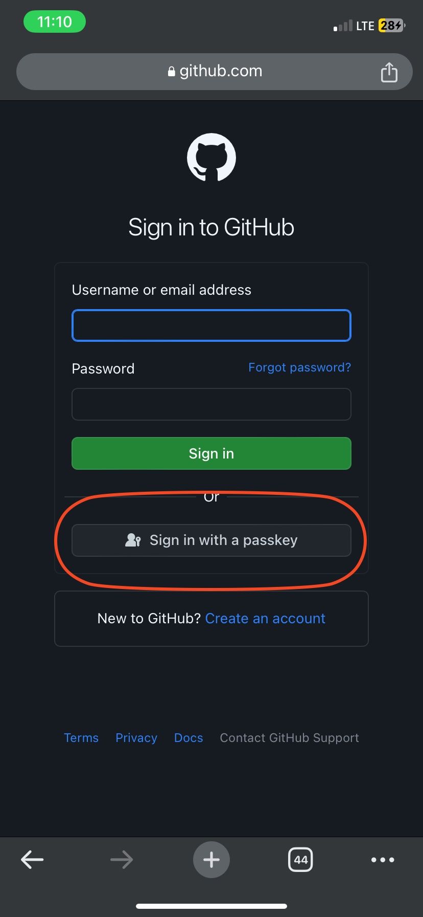 log in with your passkey on a mobile phone 