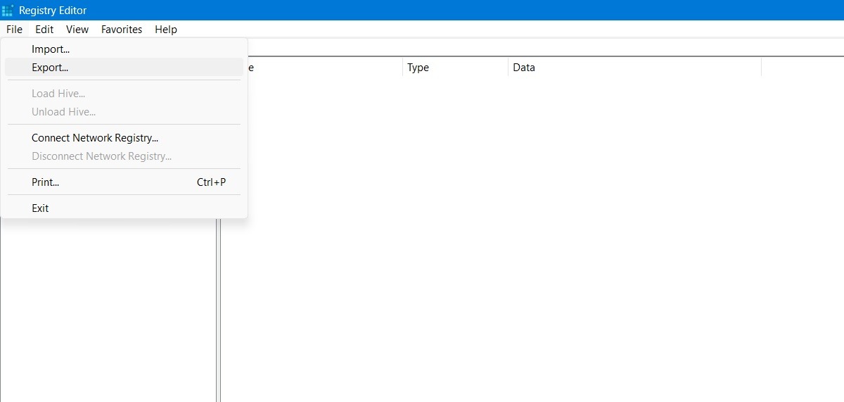 File メニューの Export を使って Computer キーをエクスポートする画面
