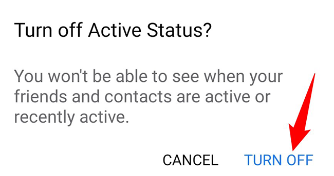 Подтвердите отключение статуса, нажав 