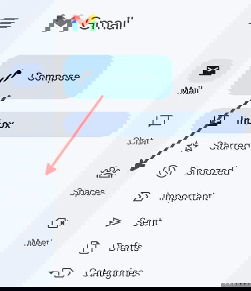 Иконка Spaces в левой панели Gmail