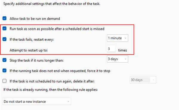 Configure the task settings..