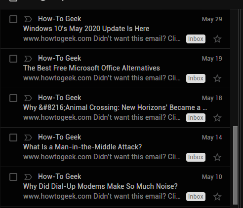 Выбор одного или нескольких писем
