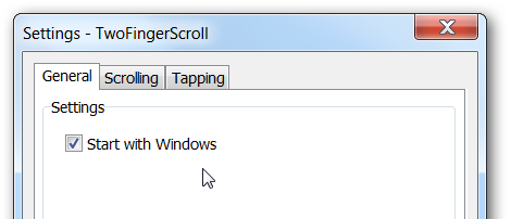 Настройки общего поведения TwoFingerScroll с опцией автозапуска