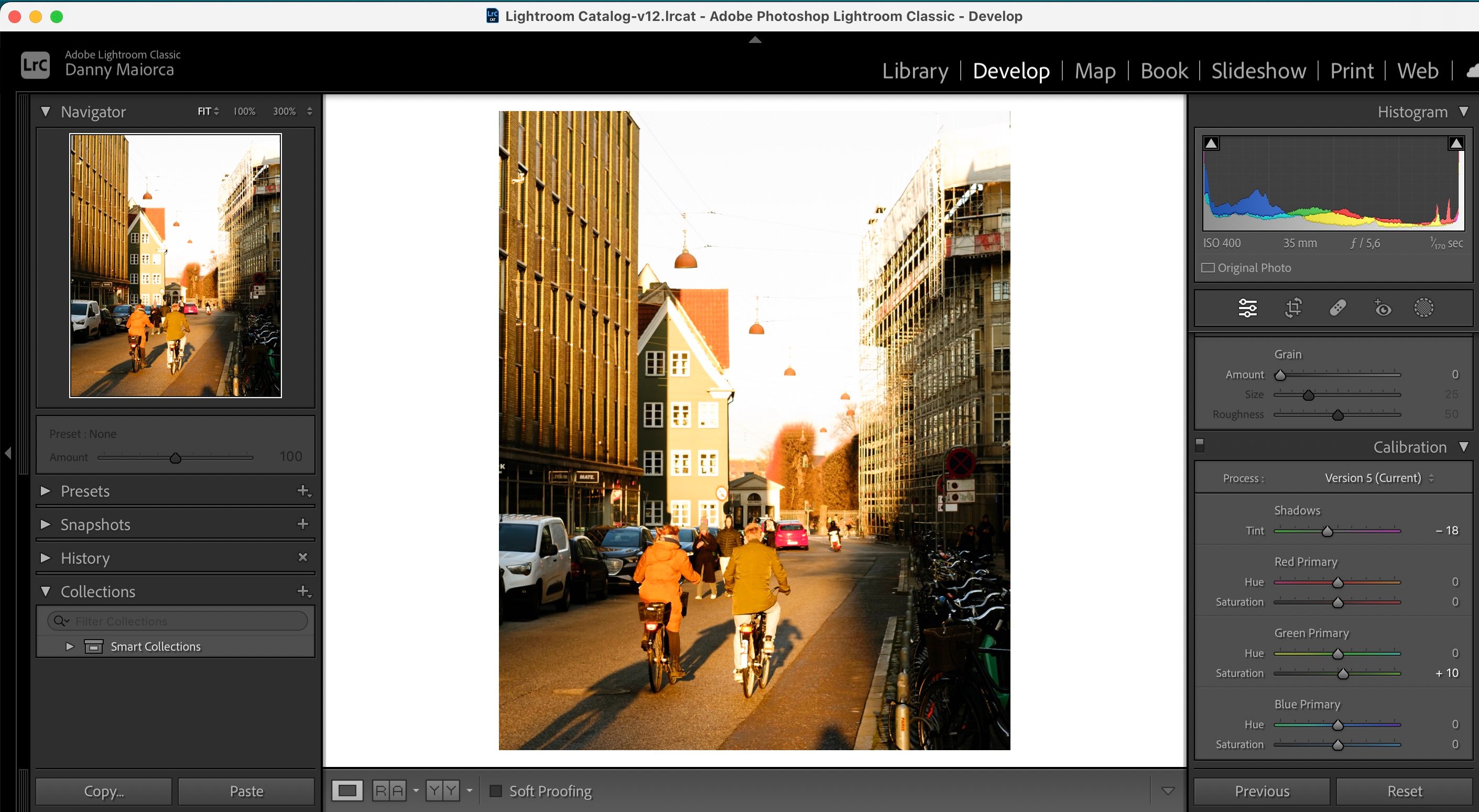 Скриншот раздела Calibration в Lightroom