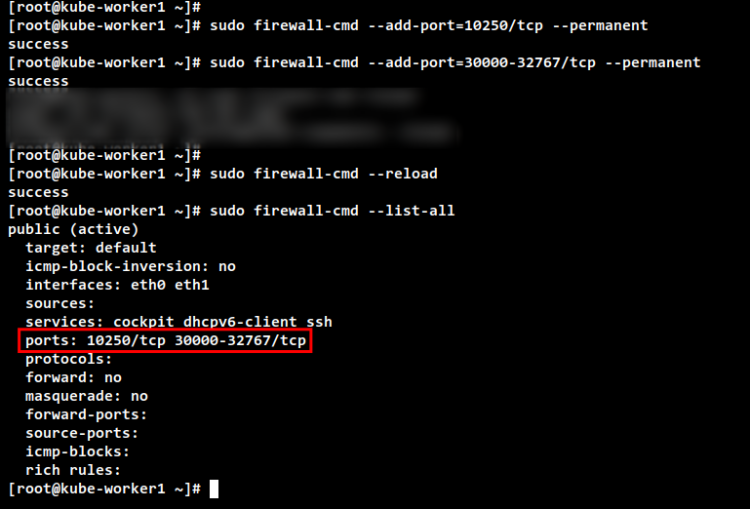 Настройка firewalld на рабочей ноде Kubernetes