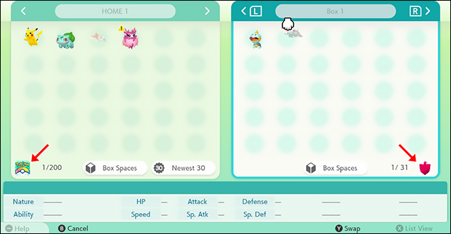 pokemon home moving pokemon to game boxes