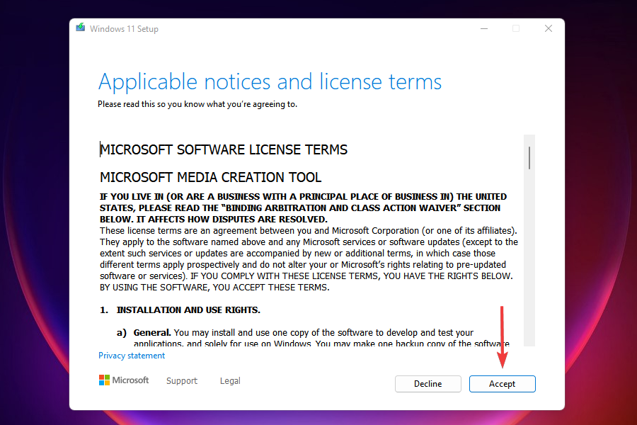 Принять условия