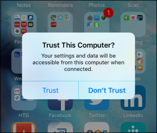 iPhone подключён к ПК и готов к авторизации