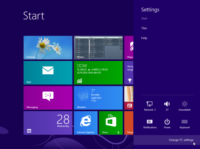 Экран Windows 8: Параметры ПК — синхронизация