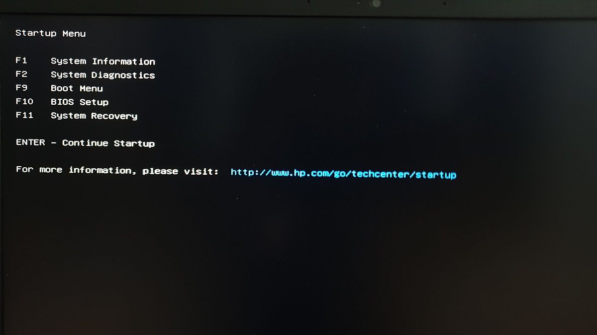 меню загрузки ноутбук hp