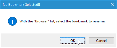 Диалог с предупреждением о невыбранной закладке