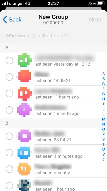 Android Telegram: выбрать участников