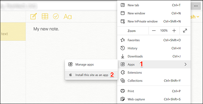 Создать приложение Заметки в Edge