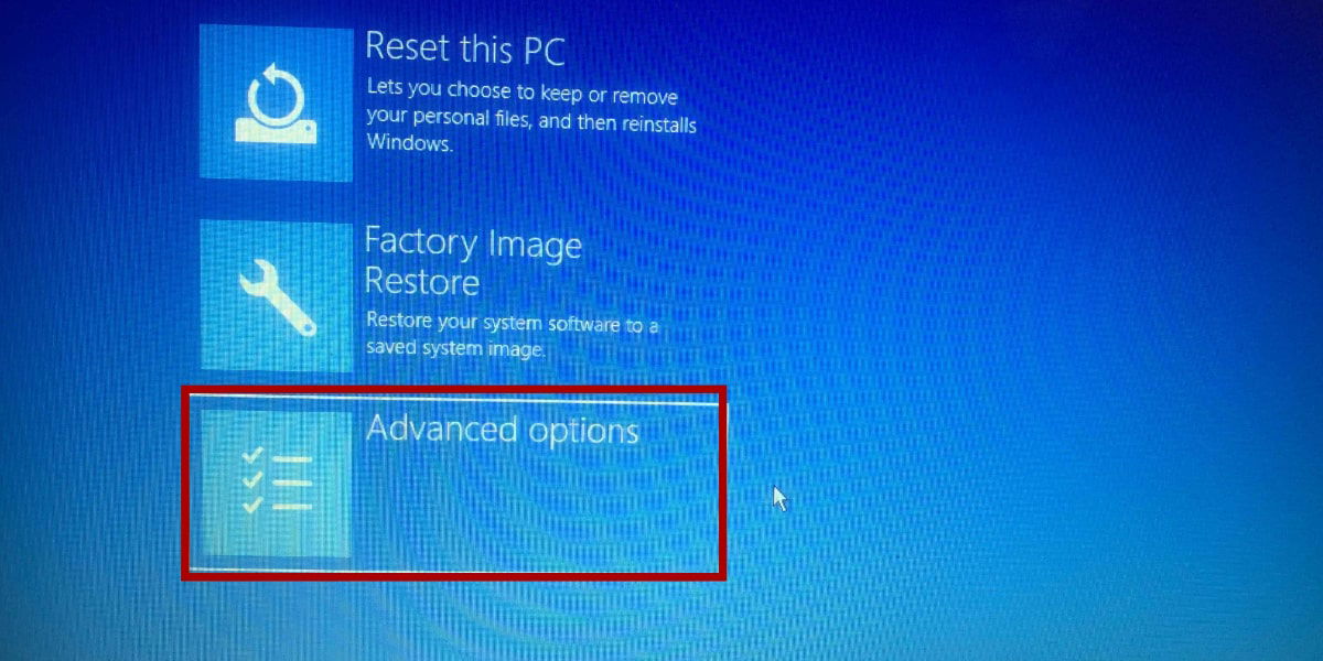Меню устранения неполадок в BIOS