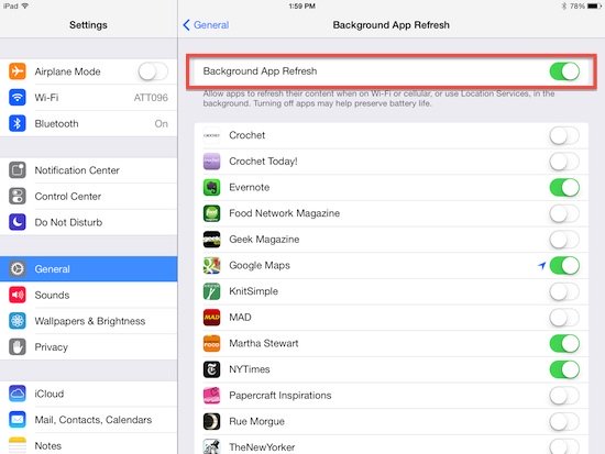 Список приложений в настройках «Сотовая связь» iOS