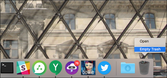 Процесс очистки Корзины на Mac