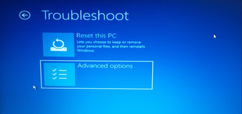 Переход в Advanced options