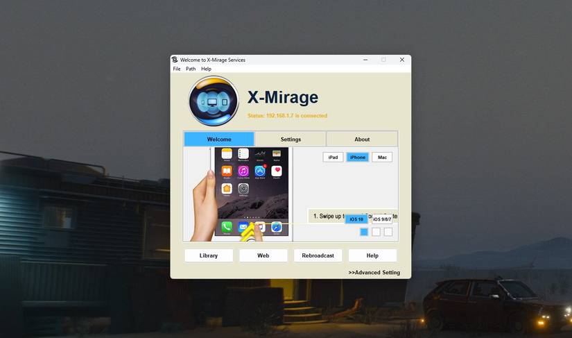 Главный экран X-Mirage на Windows