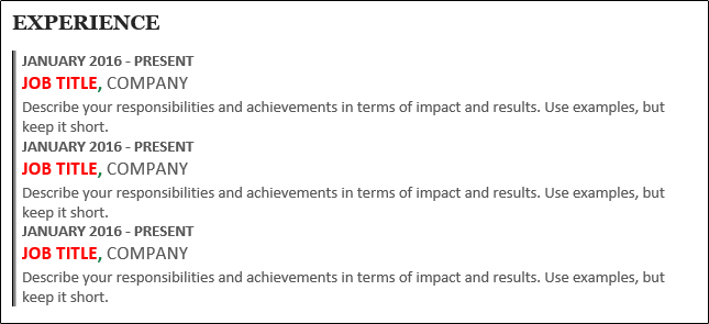 Готовый раздел опыта в резюме
