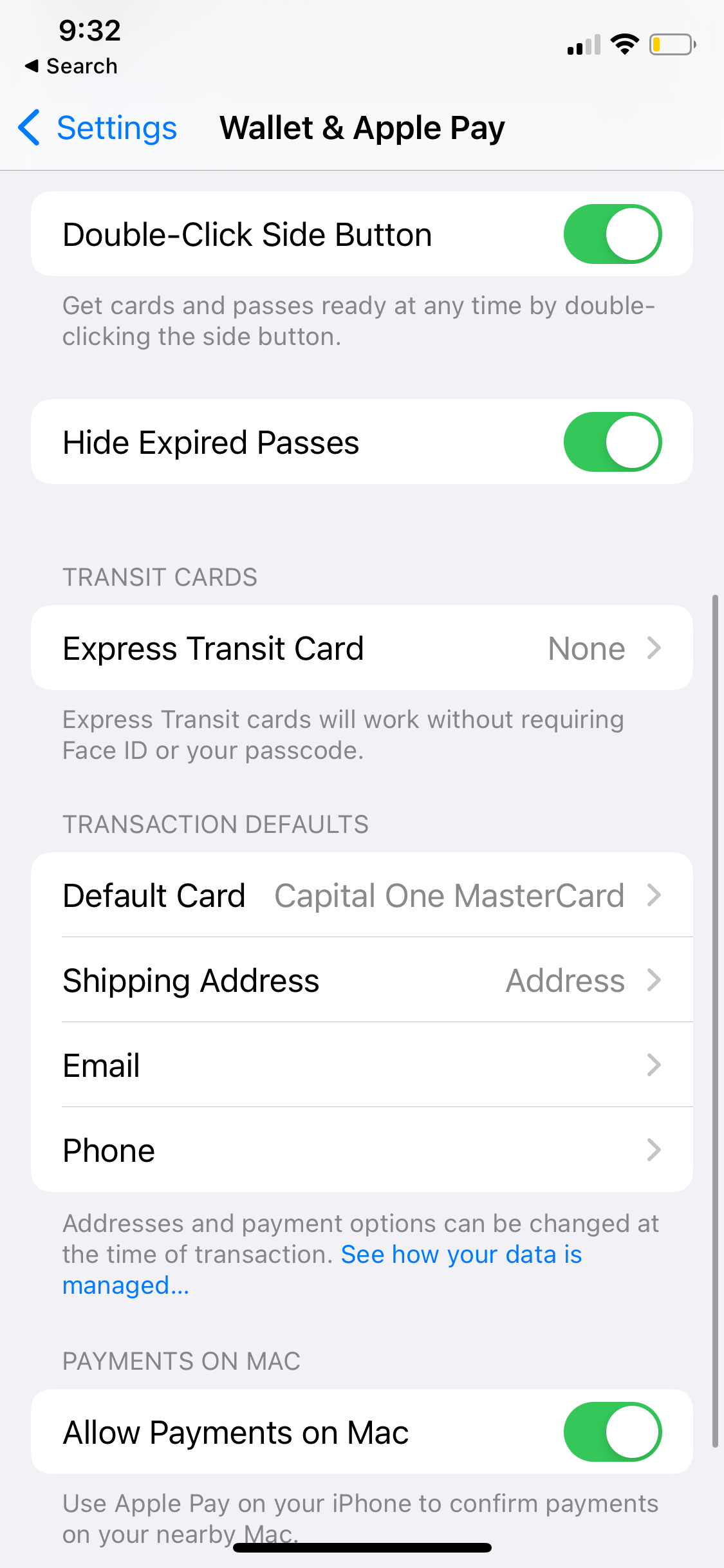 двойное нажатие боковой кнопки для Apple Pay