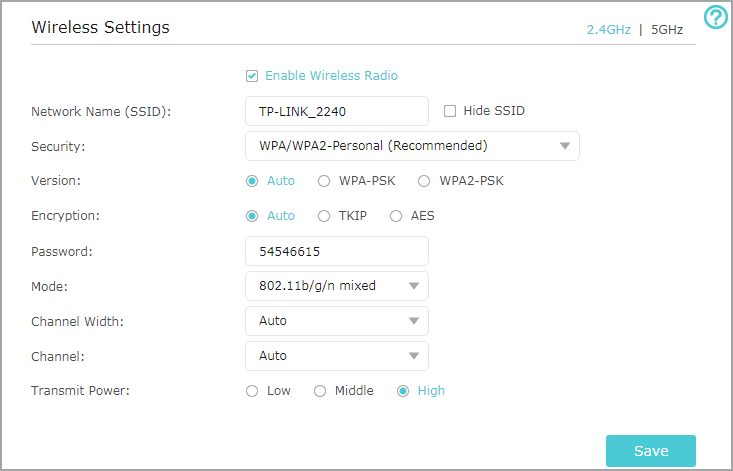 Настройка типа шифрования и пароля на роутере