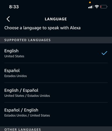 language screen
