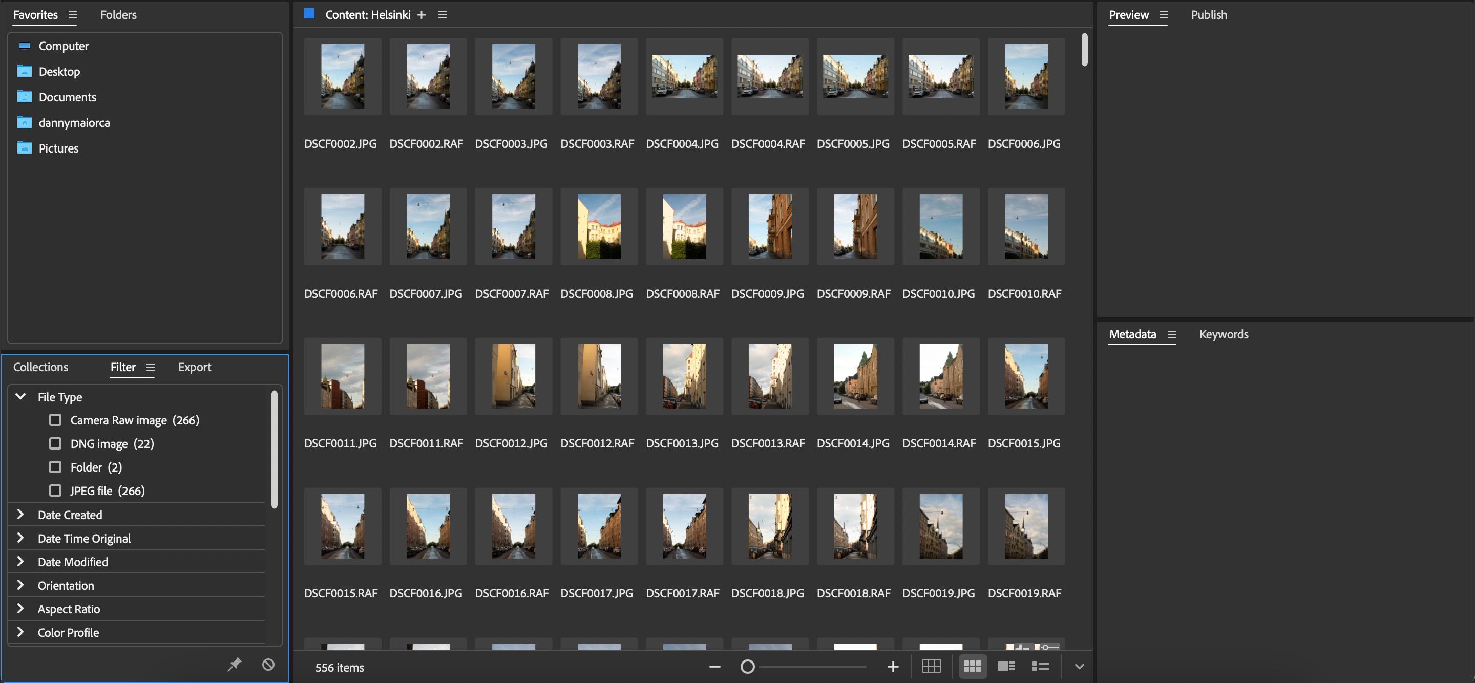 Фильтрация типов файлов в Adobe Bridge