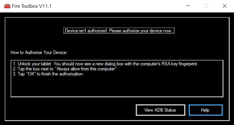Authorize Amazon Fire Toolbox