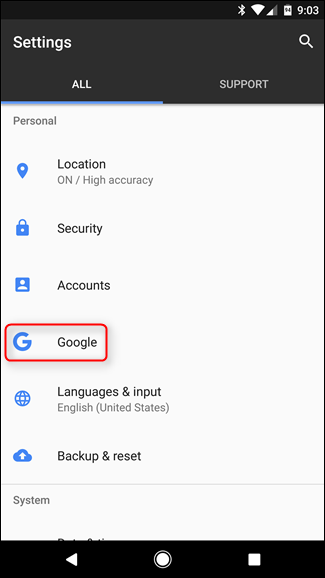 Меню Google — Подключённые приложения