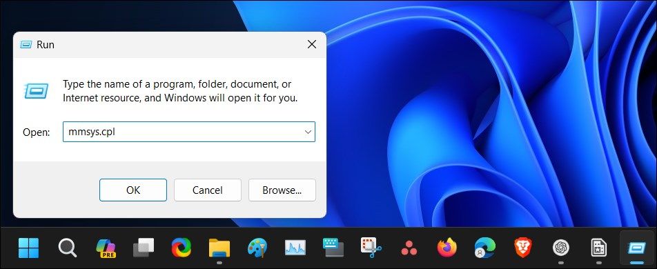 Окно Выполнить и команда mmsys.cpl