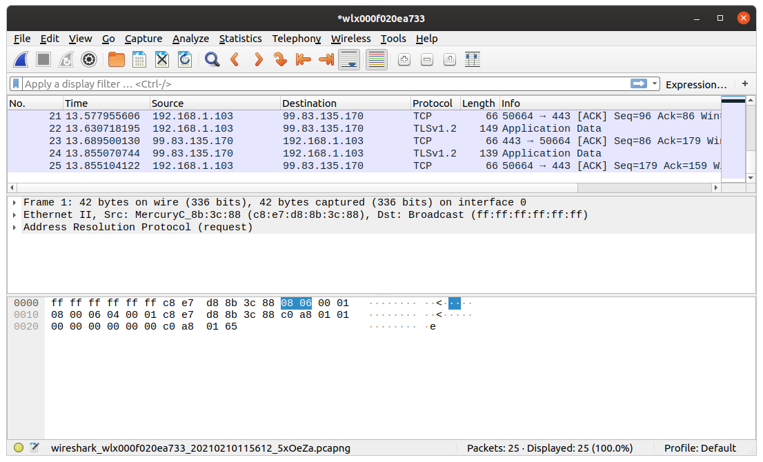 pause packet capture using Wireshark