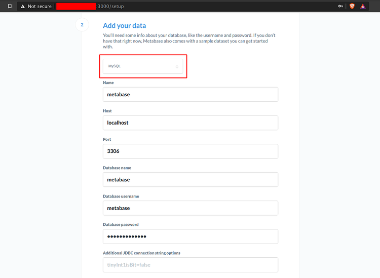 Настройка MySQL для Metabase