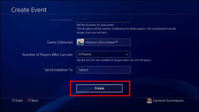 Подтверждение создания события и отображение в списке