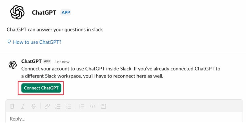 Подключение аккаунта ChatGPT к Slack