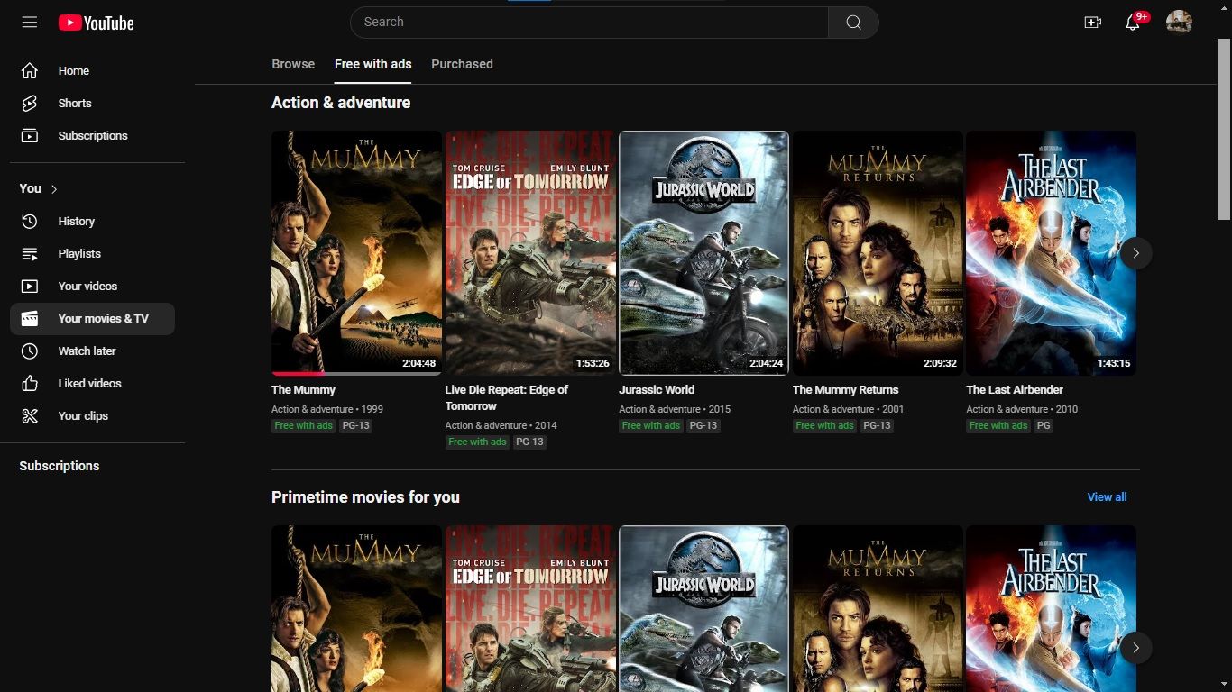 Поиск бесплатных легальных фильмов и сериалов на YouTube