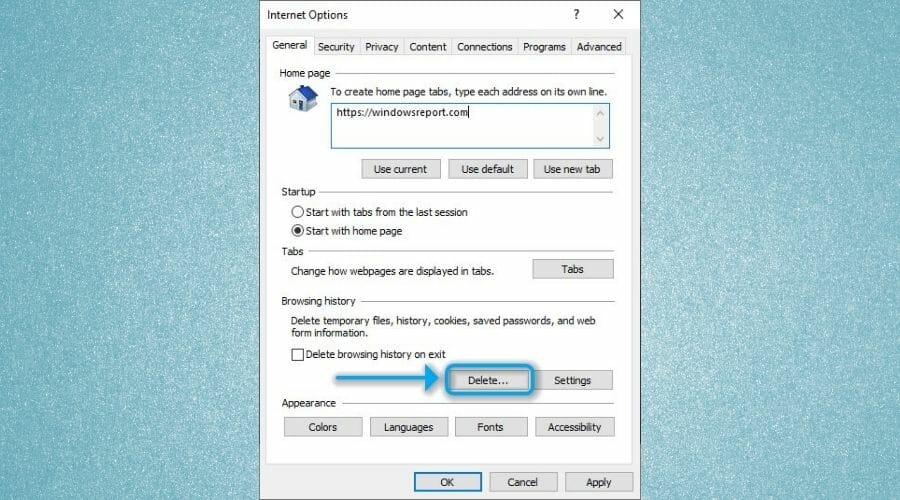 Кнопка удаления в свойствах обозревателя