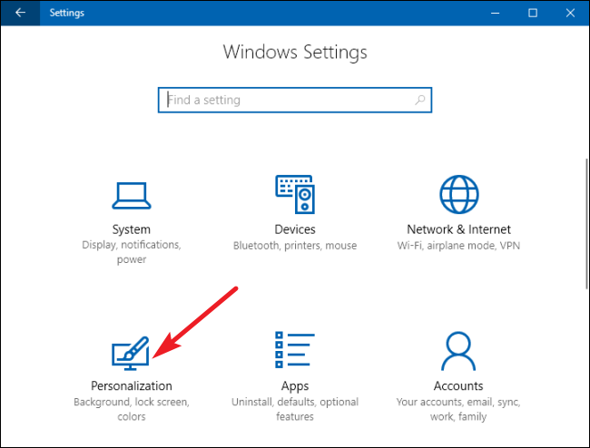 Окно Настройки Windows — раздел Персонализация