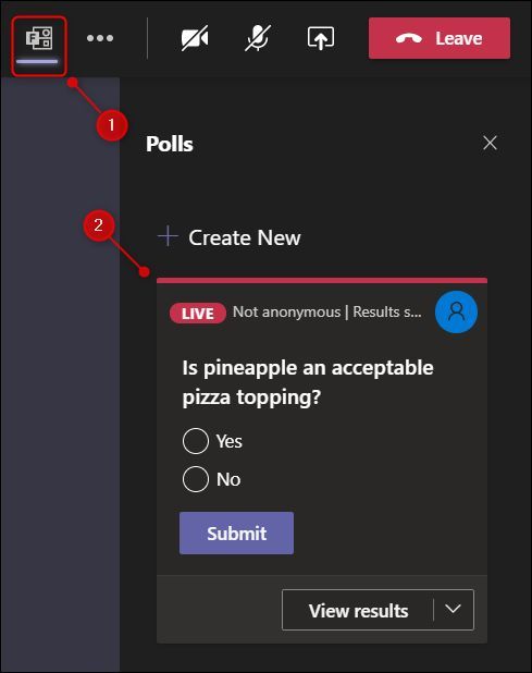 Панель Опросы в режиме онлайн