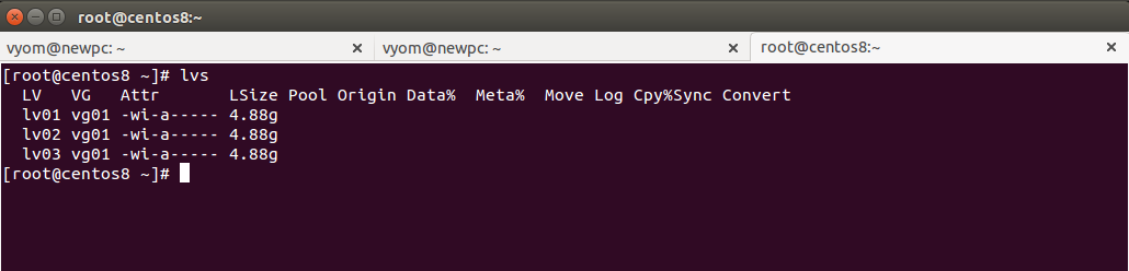 Вывод lvs с информацией о логических томах