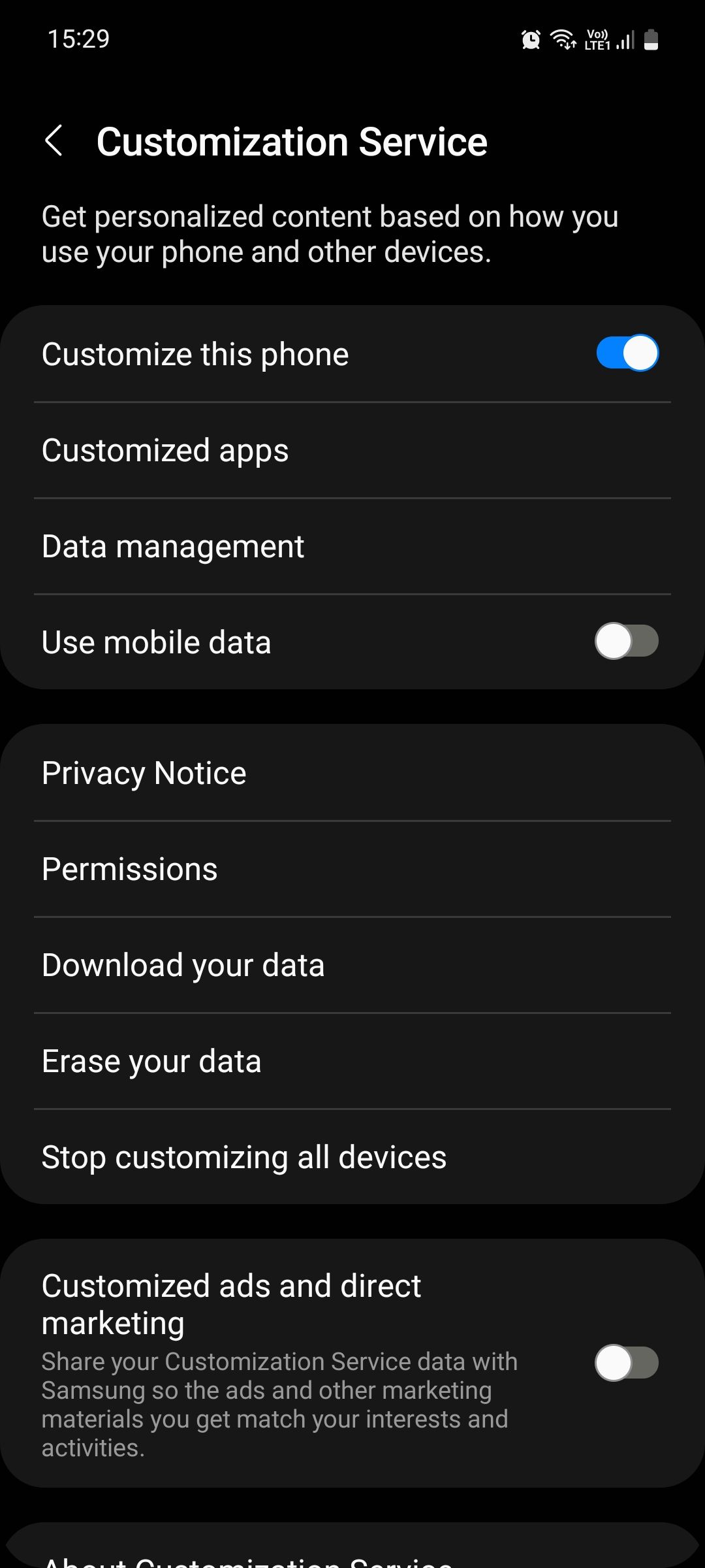 Samsung Galaxy Store Customization Service page