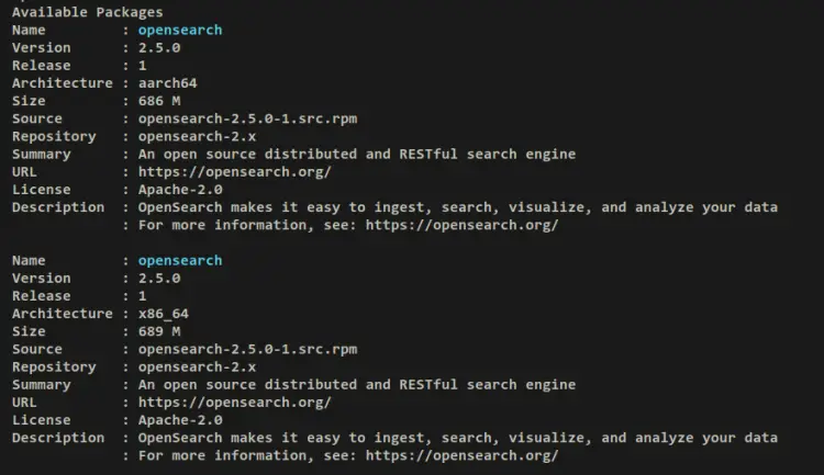 Versiones de OpenSearch disponibles