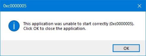 Erro exception code 0xc0000005 ao abrir um app no Windows
