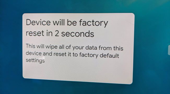 Сообщение с обратным отсчётом перед сбросом